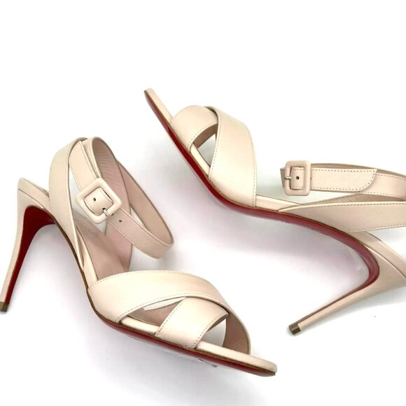 Christian Louboutin MARIZA 85 Criss Cross Ankle Strap Sandals Heels Shoes - Picture 13 of 16